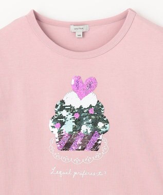 ANY KIDS ミラクルスパンコール 長袖 Ｔシャツ ピンク×ケーキ