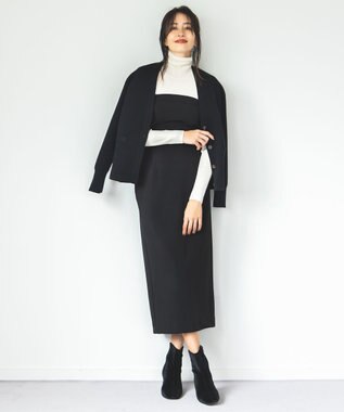 ICB 【洗える】ミリオーネダンボールニット ベアトップワンピース ブラック系