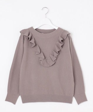 自由区 S 【洗える】ピュアカシミヤフリルディティール ニット モーブ