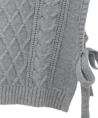 CRAFT STANDARD BOUTIQUE 洗える/2WAYケーブルニットリボンベスト Gray