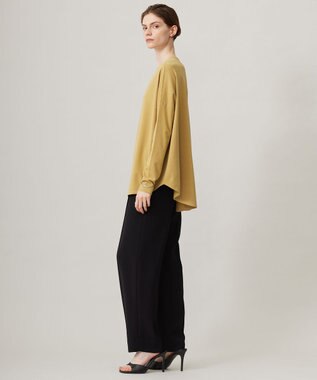 ICB L 【洗える】ライトダブルクロス ストレートパンツ ブラック系