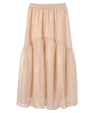 YECCA VECCA 箔プリントシアーギャザースカート Light Beige