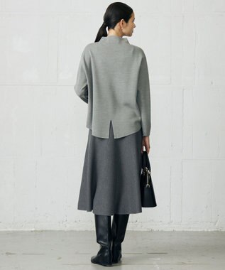 自由区 【セットアップ対応】ウールミラノボトルネック ニット グレー×ライトグレー