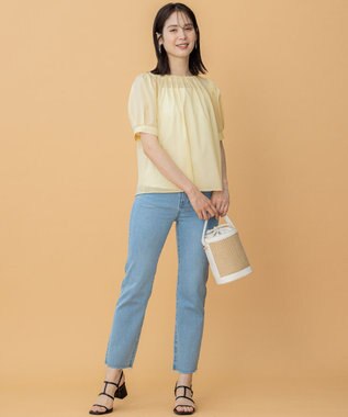 組曲 L ソフトローンパフスリーブ ブラウス カスタード系