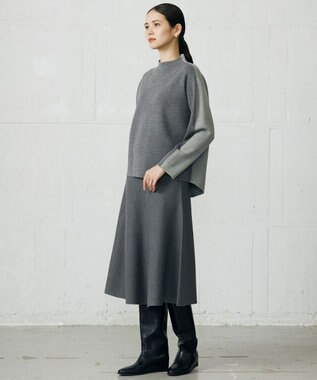 自由区 【セットアップ対応】ウールミラノボトルネック ニット グレー×ライトグレー