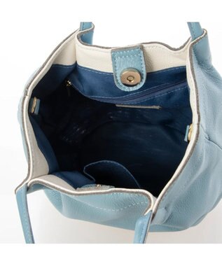 UNBILLION perche 牛革×ヤナギ底2wayトートバッグ サックスブルー