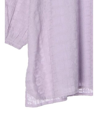 Green Parks インド綿 SET２点 刺繍７分丈ブラウス＋タンクトップ Purple