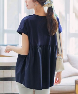 Tiaclasse 【洗える】バイオシルケット裾フリルプルオーバー ネイビー