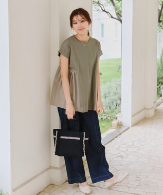 Tiaclasse 【洗える】バイオシルケット裾フリルプルオーバー グレージュ