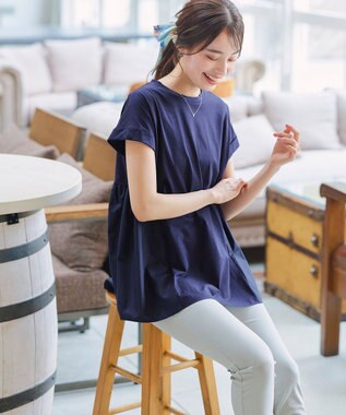 Tiaclasse 【洗える】バイオシルケット裾フリルプルオーバー ネイビー