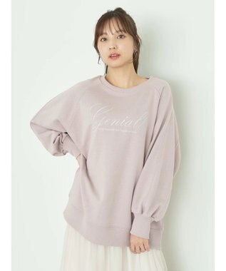 earth music&ecology 裏毛ロゴチュニック Pink Beige