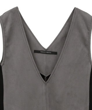 YECCA VECCA ニット切替フェイクスエードジャンスカ Blue