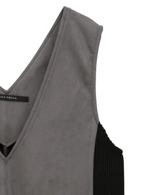 YECCA VECCA ニット切替フェイクスエードジャンスカ Blue