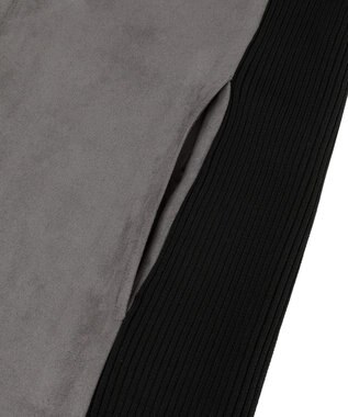 YECCA VECCA ニット切替フェイクスエードジャンスカ Blue