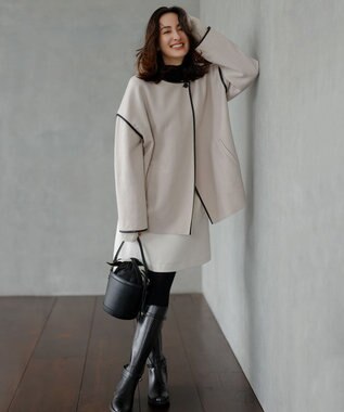 23区 L 【CLASSY.12月号掲載】】ポリエステルウールカルゼ ショート丈 スカート アイボリー系