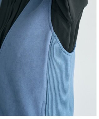 YECCA VECCA ニット切替フェイクスエードジャンスカ Blue