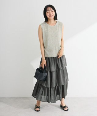 Green Parks Ｉ　ボイル段々ティアードスカート Charcoal Gray