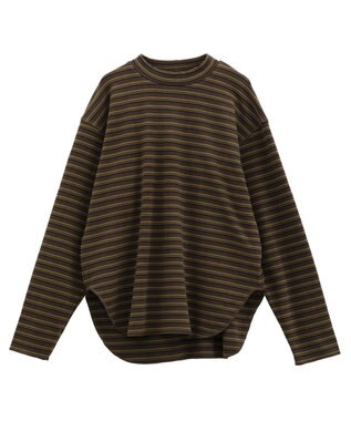 Green Parks なめらかタッチマルチボーダープルオーバー Brown