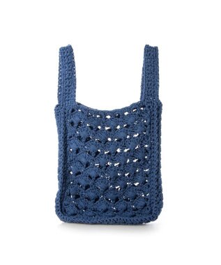 UNBILLION cachecache 柄編みショッパーミニトート ブルー