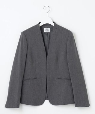 J.PRESS LADIES T/Rアルガンシルク ノーカラー ジャケット ライトグレー系