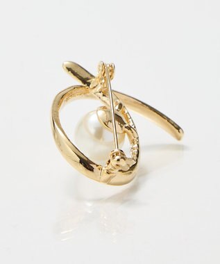 Phoebe クロスカーブパールビジューブローチ　ゴールド ゴールド