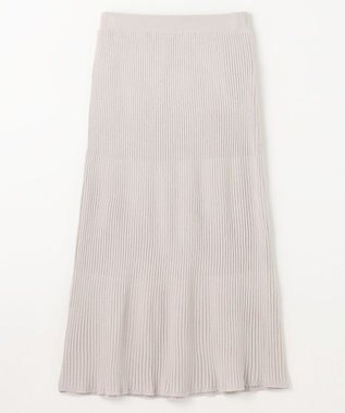 ANY L フェザーカーディガン×ニットスカートセットアップ ライトグレー