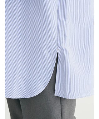 Green Parks レイヤードアソート柄シャツチュニック Stripe Blue