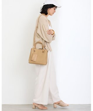 MioFIRANO カジュアルシックバスケットウィーブハンドバッグ 2WAY パスケース付き　FIRANO フィラノ BEIGE