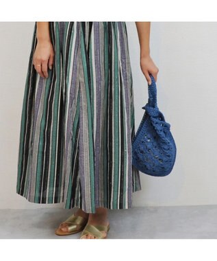 UNBILLION cachecache 柄編みショッパーミニトート ブルー