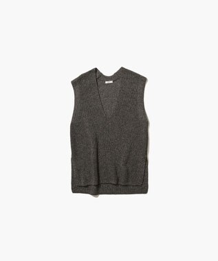 ATON SILK WASHI LILIYARN | Vネックベスト CHARCOAL GRAY
