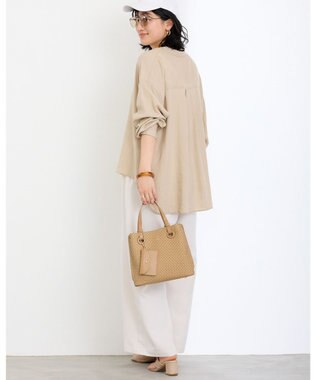 MioFIRANO カジュアルシックバスケットウィーブハンドバッグ 2WAY パスケース付き　FIRANO フィラノ BEIGE