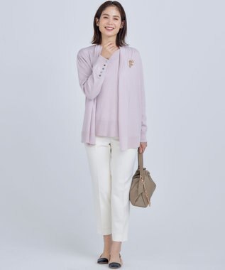 組曲 S 【WEB限定】セミウーステッド ニットカーディガン ピンク系