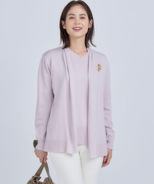 組曲 【WEB限定】セミウーステッド ニットカーディガン ピンク系