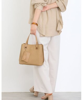MioFIRANO カジュアルシックバスケットウィーブハンドバッグ 2WAY パスケース付き　FIRANO フィラノ BEIGE