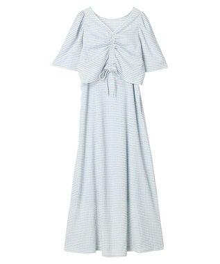 earth music&ecology ＳＥＴ２点ドロストプルオーバー＋キャミワンピース Check Sax