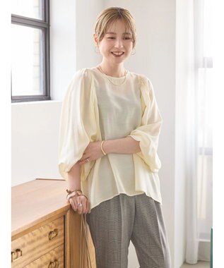 AMERICAN HOLIC 袖ボリュームシアーブラウス Ivory