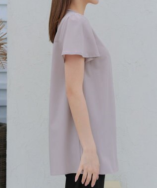 Tiaclasse 【洗える】フロントタックフレアスリーブチュニックブラウス グレージュ