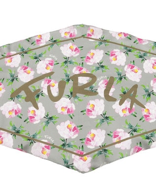 MOONBAT FURLA シルク100% 花柄 菱形スカーフ カーキー