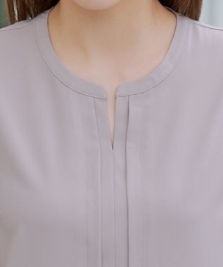 Tiaclasse 【洗える】フロントタックフレアスリーブチュニックブラウス グレージュ