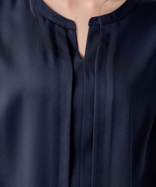 Tiaclasse 【洗える】フロントタックフレアスリーブチュニックブラウス ネイビー