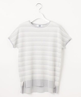 J.PRESS LADIES 【洗える・抗菌防臭】コットンアセテート ランダムガーター柄 ニット ライトグレー系1