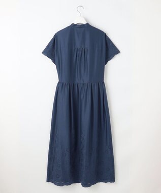 自由区 S 【カタログ掲載・接触冷感・洗える】エンブロイダリーローンシャツ ワンピース コバルトブルー