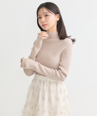 earth music&ecology 袖口刺繍リブニットプルオーバー Light Beige