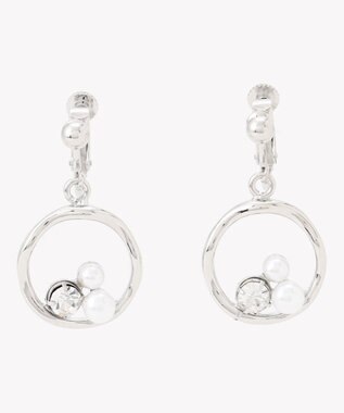 ANY SIS フープパール調ストーン イヤリング シルバー