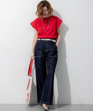 23区 L 【見上愛さん着用】23区 Summer DENIM ベイカーパンツ ネイビー系