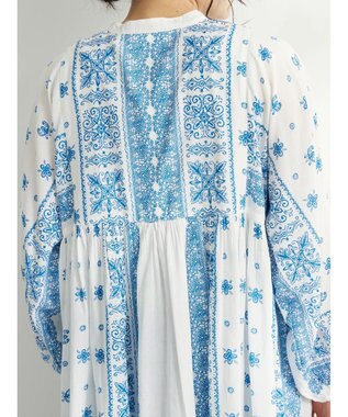 CRAFT STANDARD BOUTIQUE パネル柄ウエスト切り替えボリュームワンピース Blue