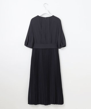 自由区 S 【洗える】シフォンプリーツ ワンピース ネイビー