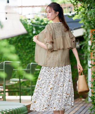 Tiaclasse 【洗える】楊柳バックフリルブルゾン ベージュ