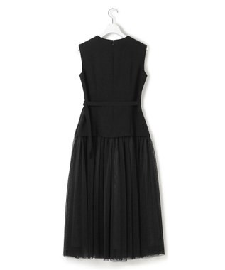 23区 L 【APPLAUDIR】クリアジョーゼット ドットチュールコンビ ドレス ブラック系