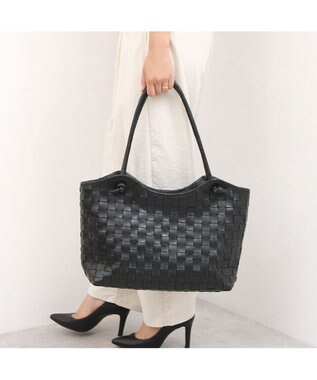 UNBILLION 【訳あり商品】 牛革レザーメッシュトートL ブラック